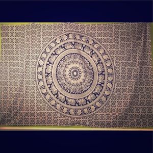 Black and white elephant mandala tapestry